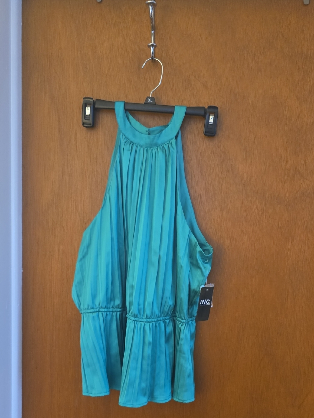 INC International Concepts Teal Halter Peplum Blouse